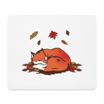 Schlafender Roter Fuchs im Herbst - Mousepad (Querformat) - Weiß - Vorne