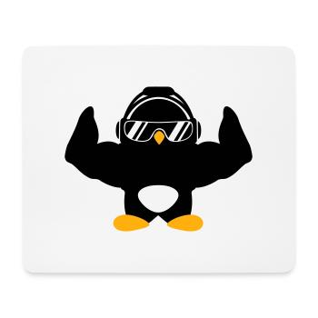 Penguin Bodybuilder Sunglasses Headphones Muscles - Mouse Pad (horizontal) - white - Front