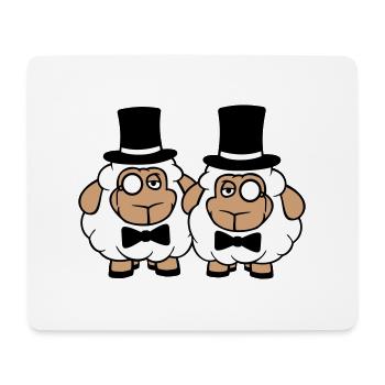 2 Schafe Herren Gentlemen Zylinder Hut Monokel Sir - Mousepad (Querformat) - Weiß - Vorne