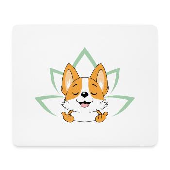 Meditating cute Corgi dog - Mouse Pad (horizontal) - white - Front