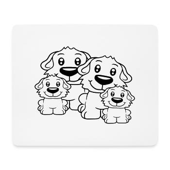 Chiens Famille Enfants Parents Mère Père Papa Maman - Tapis de souris (format paysage) - blanc - Devant
