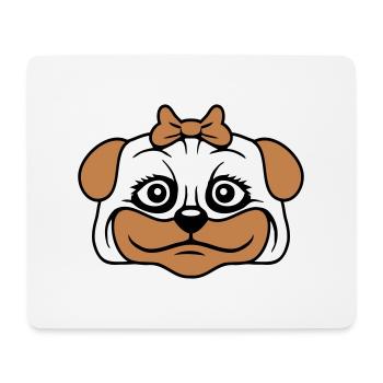 Dog Pug Girl Pretty Bow Woman Female - Mouse Pad (horizontal) - white - Front