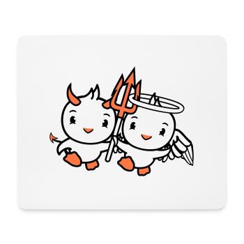 Vögel Engel Himmel Teufel Hörner Satan Hölle böse - Mousepad (Querformat) - Weiß - Vorne