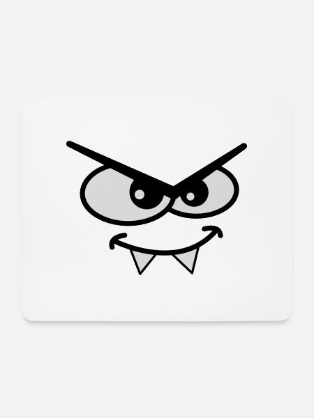 Böse gucken Cartoon Monster Gesicht Vampir Zähne - Mousepad (Querformat) - Weiß