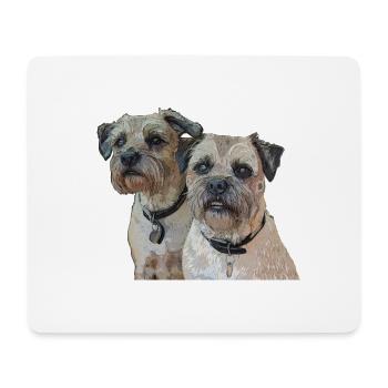 Two Border Terriers - Mouse Pad (horizontal) - white - Front