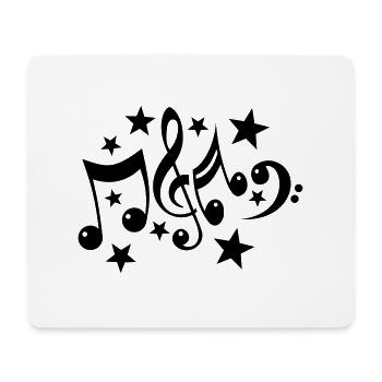 Music Notes and Stars 1c - Mouse Pad (horizontal) - white - Front