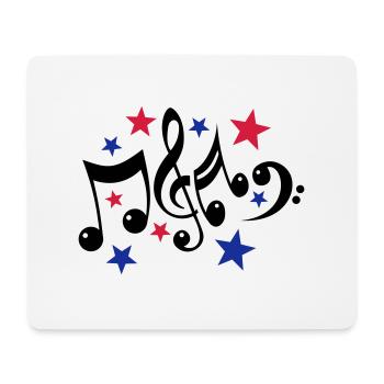 Music Notes and Stars 3c - Mouse Pad (horizontal) - white - Front