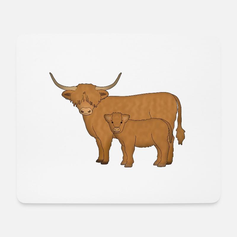 Highland Cattle schaut mi - Mousepad (Querformat) - Weiß
