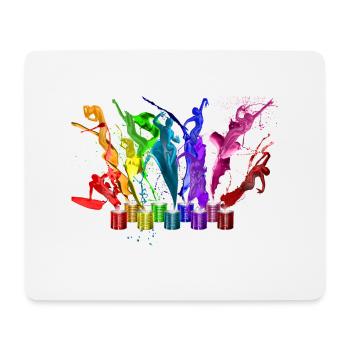 Danse de peintures - 9 couleurs - Tapis de souris (format paysage) - blanc - Devant