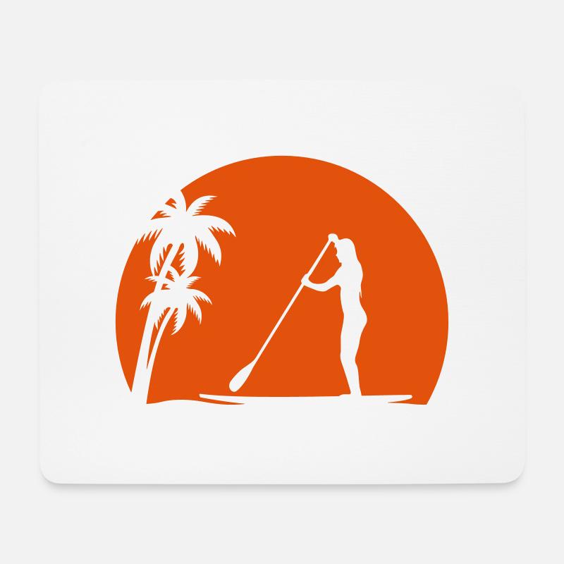 SUP Sonne Palmen Meer Strand Stand Up Paddling - Mousepad (Querformat) - Weiß