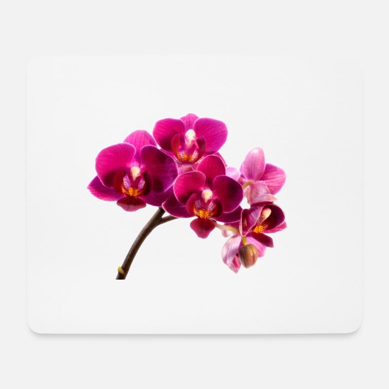 Orchidee Dunkellila - Mousepad (Querformat) - Weiß