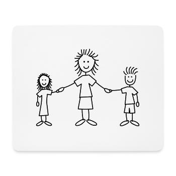 family_mom_with_girl_and_boy_1c - Tapis de souris (format paysage) - blanc - Devant