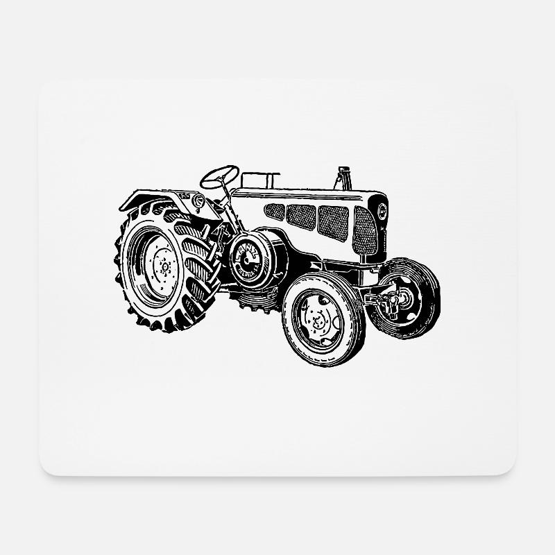 Old tractor - Mouse Pad (horizontal) - white