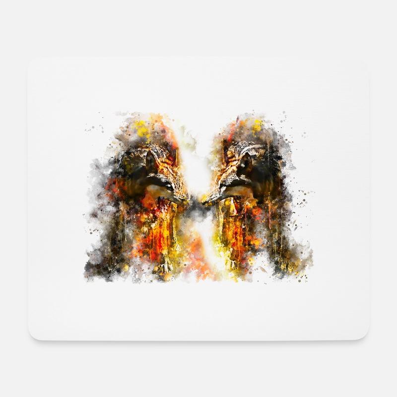 gxp woelfe hassen montag splatter watercolor - Mousepad (Querformat) - Weiß