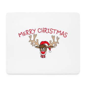 Merry Christmas Rentier Rudolf - Mousepad (Querformat) - Weiß - Vorne