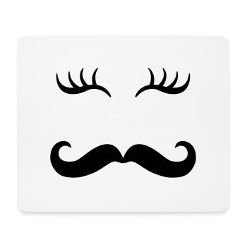 Moustache et cils - Tapis de souris (format paysage) - blanc - Devant