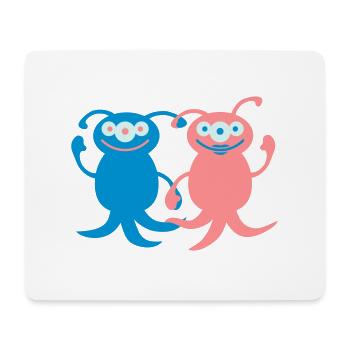 Cute Alien Love Couple - Mouse Pad (horizontal) - white - Front