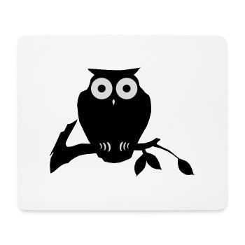 owl on branch - Mousepad (Querformat) - Weiß - Vorne