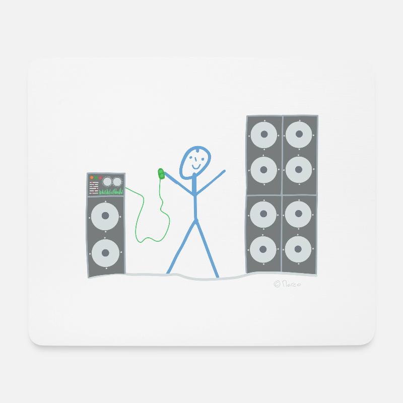 Musik Hören Strichmännchen, Lautsprecher Klänge - Mousepad (Querformat) - Weiß