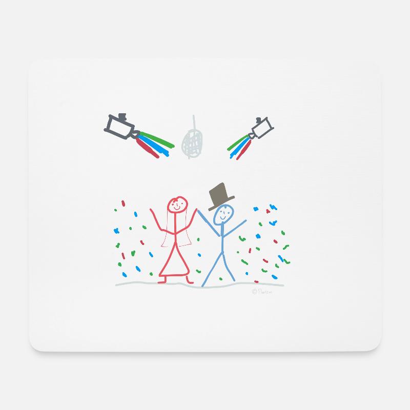 Strichmännchen Party Feier Fest Hochzeit Ehe - Mousepad (Querformat) - Weiß