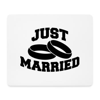 Just Married Rings Logo Design - Tapis de souris (format paysage) - blanc - Devant