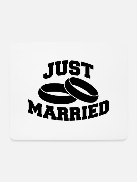 Just Married Rings Logo Design - Mousepad (Querformat) - Weiß