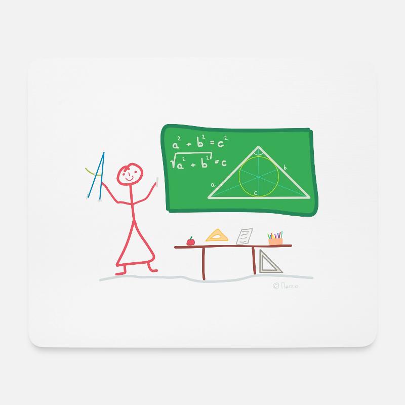 Lehrer Schüler Strichmännnchen, Geometrie Mathe - Mousepad (Querformat) - Weiß