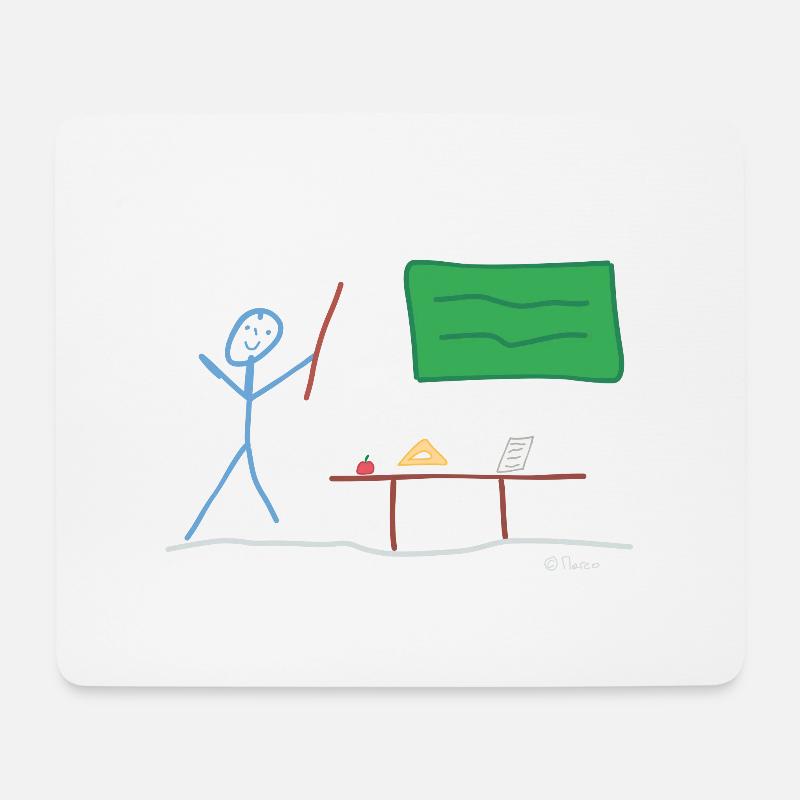 Lehrer Strichmännnchen, Unterricht Schule Beruf - Mousepad (Querformat) - Weiß