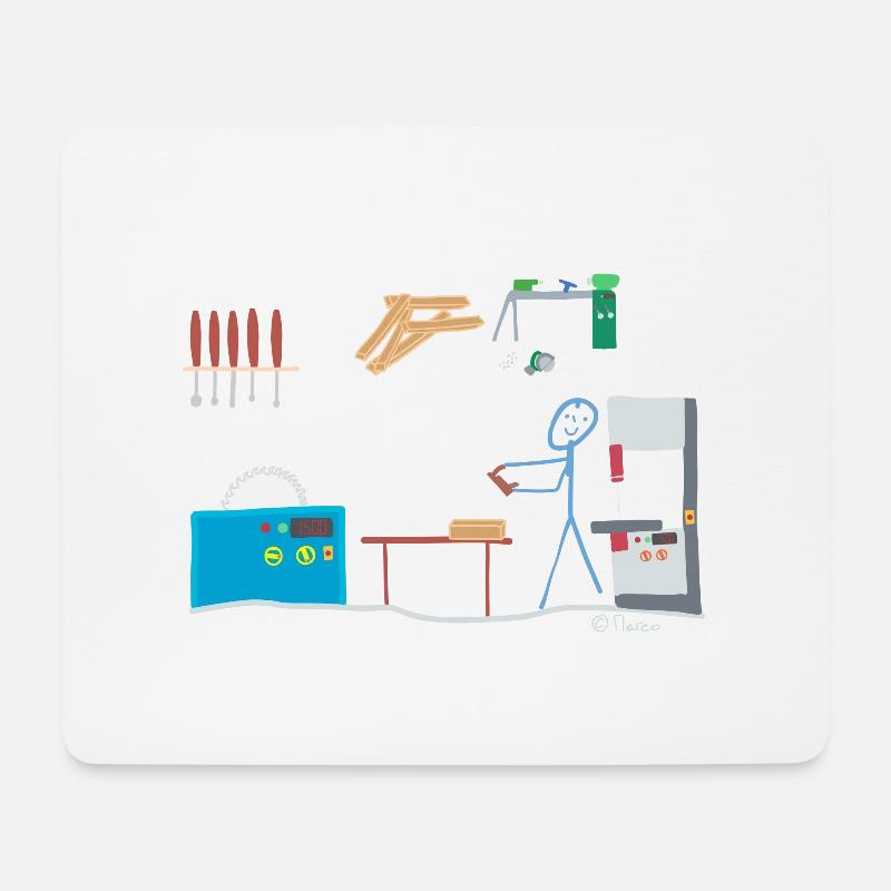 Tischler Schreiner Strichmännchen Handwerk Holz - Mousepad (Querformat) - Weiß
