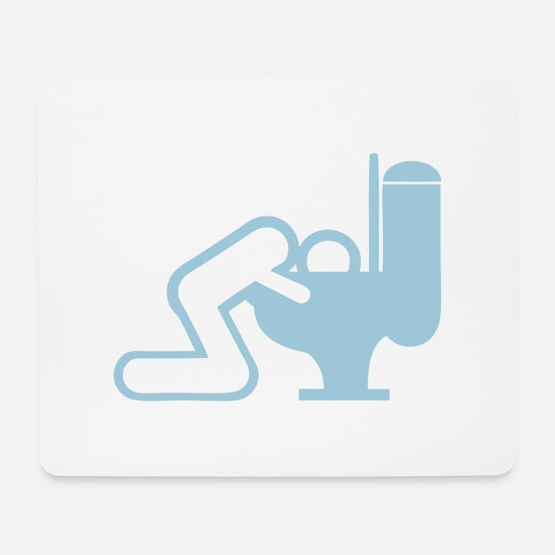 erbricht Mann Toilette Welpen WC - Mousepad (Querformat) - Weiß