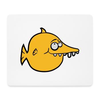 thick round funny comic fish - Mouse Pad (horizontal) - white - Front