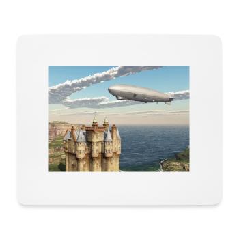 Schottisches Schloss und Zeppelin - Mousepad (Querformat) - Weiß - Vorne