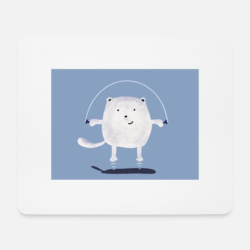 cat jumping rope - Mousepad (Querformat) - Weiß
