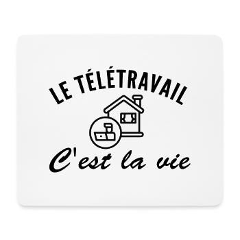 Le télétravail c'est la vie - Tapis de souris (format paysage) - blanc - Devant