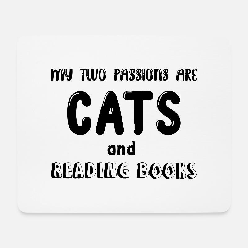 Leidenschaften Katzen und Bücher lesen - Mousepad (Querformat) - Weiß