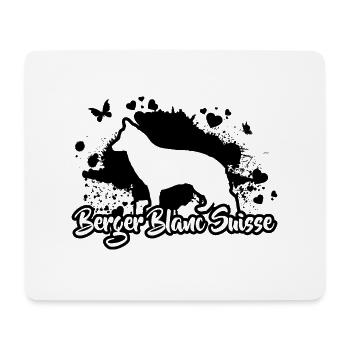 BERGER BLANC SUISSE Dogs Dog Wilsigns - Mouse Pad (horizontal) - white - Front