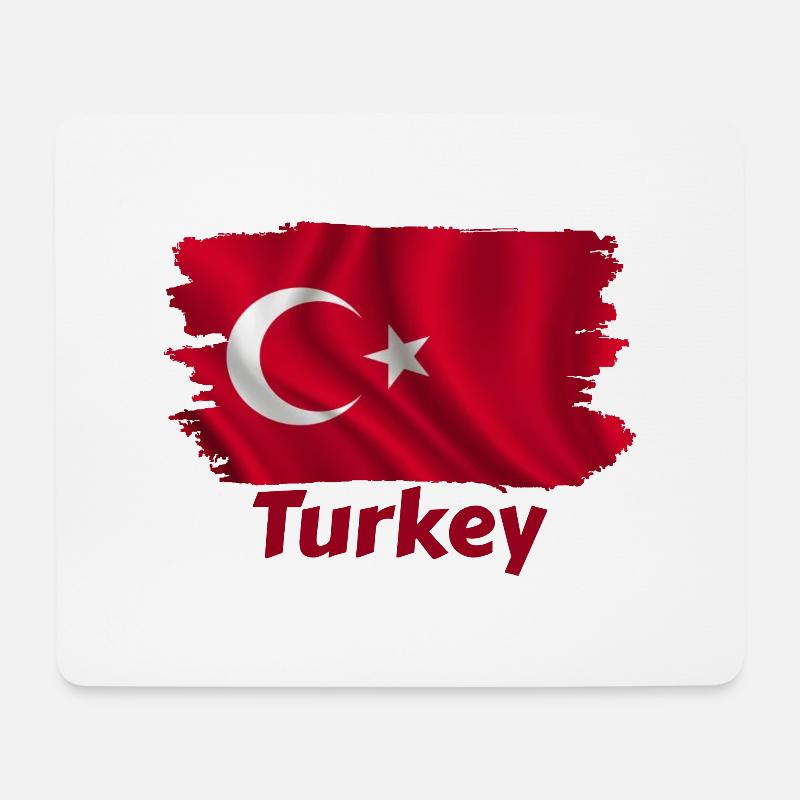 Flagge der Türkei - Mousepad (Querformat) - Weiß