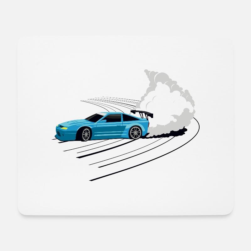 Auto am driften - Mousepad (Querformat) - Weiß
