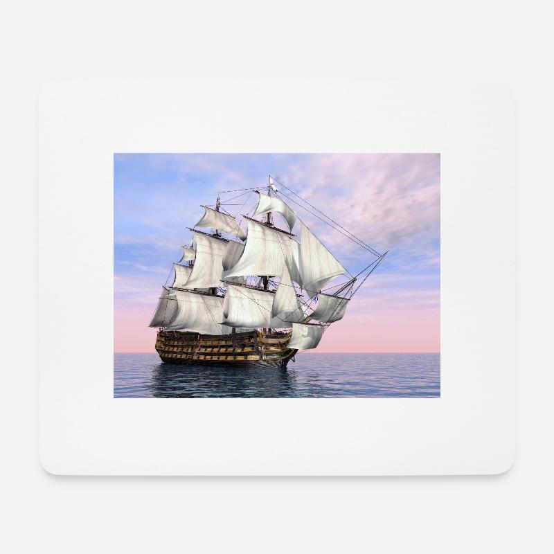 Historisches Segelschiff HMS Victory - Mousepad (Querformat) - Weiß