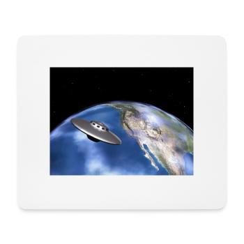 Soucoupe volante et planète Terre - Tapis de souris (format paysage) - blanc - Devant