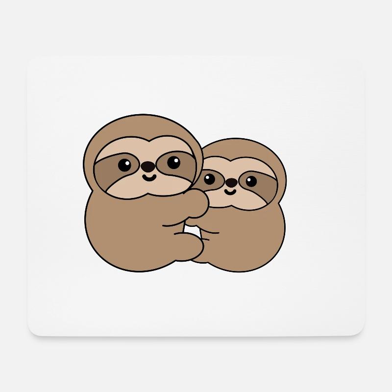 Faultier - Mousepad (Querformat) - Weiß