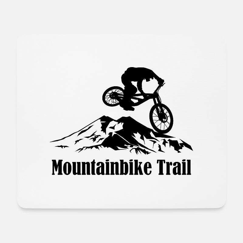 Mountainbike Trail - Mousepad (Querformat) - Weiß
