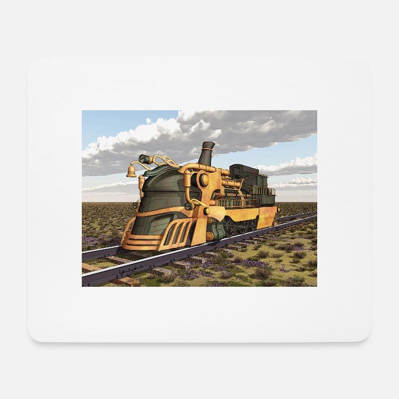 Steampunk Dampflokomotive - Mousepad (Querformat) - Weiß