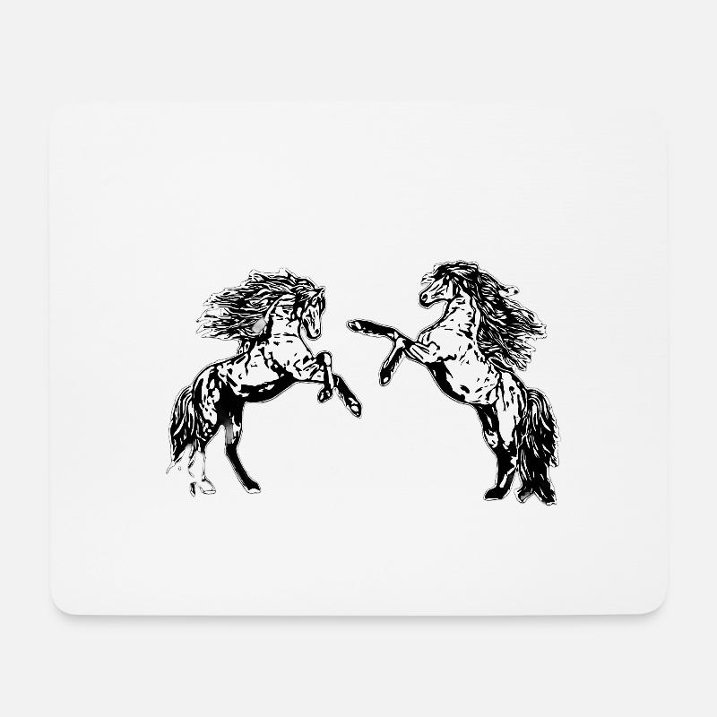 Pferde Zeichnung - Mousepad (Querformat) - Weiß
