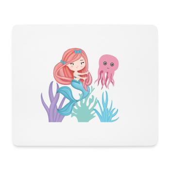 Little Sirene with her octopus friend - Mouse Pad (horizontal) - white - Front