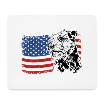 BORDER TERRIER Amérique Flag Chiens Chien Wilsigns - Tapis de souris (format paysage) - blanc - Devant