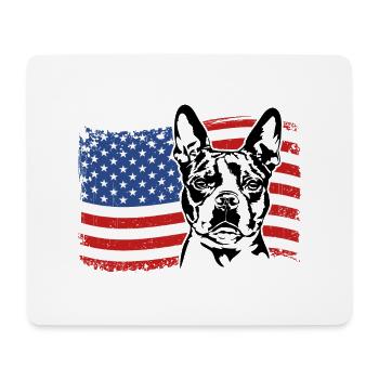 BOSTON TERRIER Amérique Flag Chiens Chiens Wilsigns - Tapis de souris (format paysage) - blanc - Devant