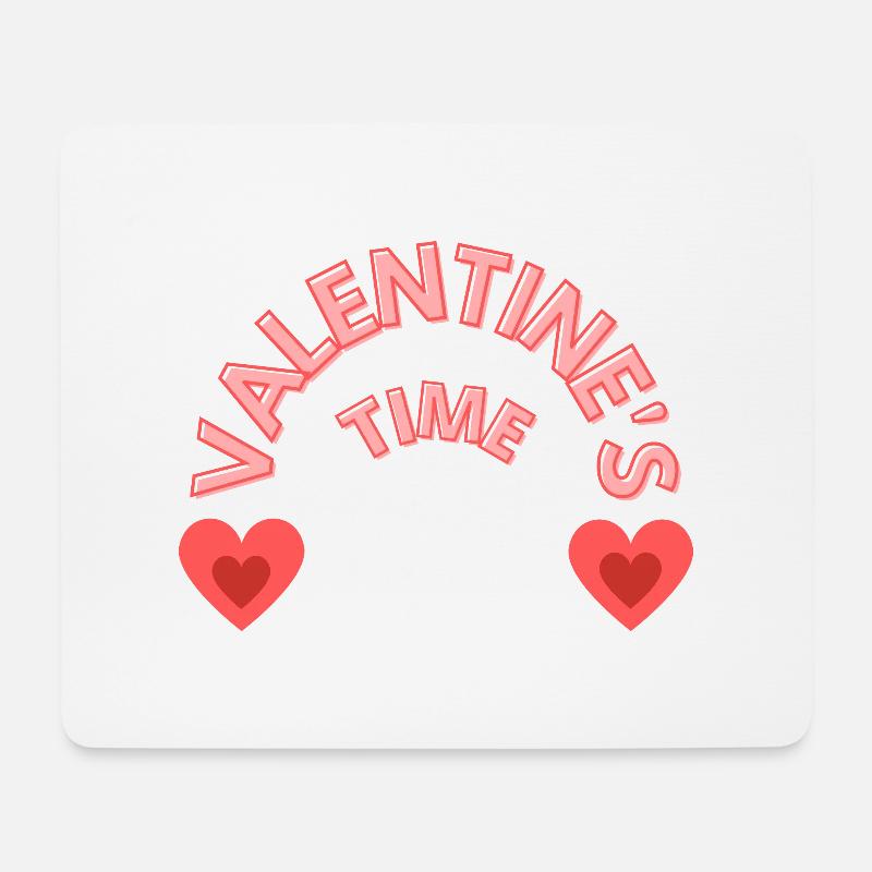 Uhrzeit zum Valentinstag - Mousepad (Querformat) - Weiß