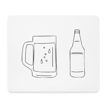 Bier Zeichnung Party Feiern schwarz - Mousepad (Querformat) - Weiß - Vorne