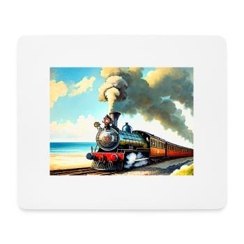 Locomotive à vapeur sur la plage - Tapis de souris (format paysage) - blanc - Devant
